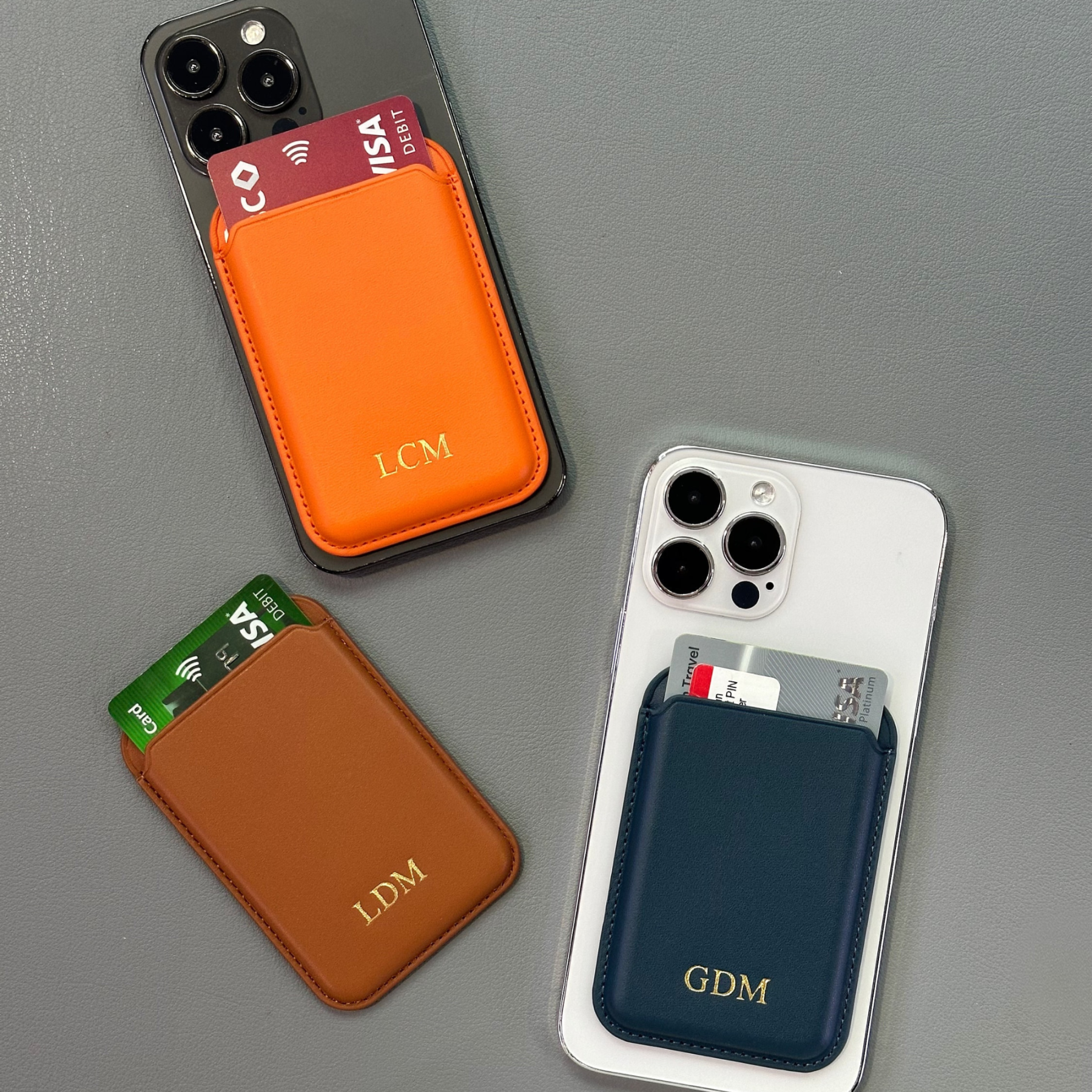 Personalized Leather Magnetic Card Holder for Phone | OFBag03