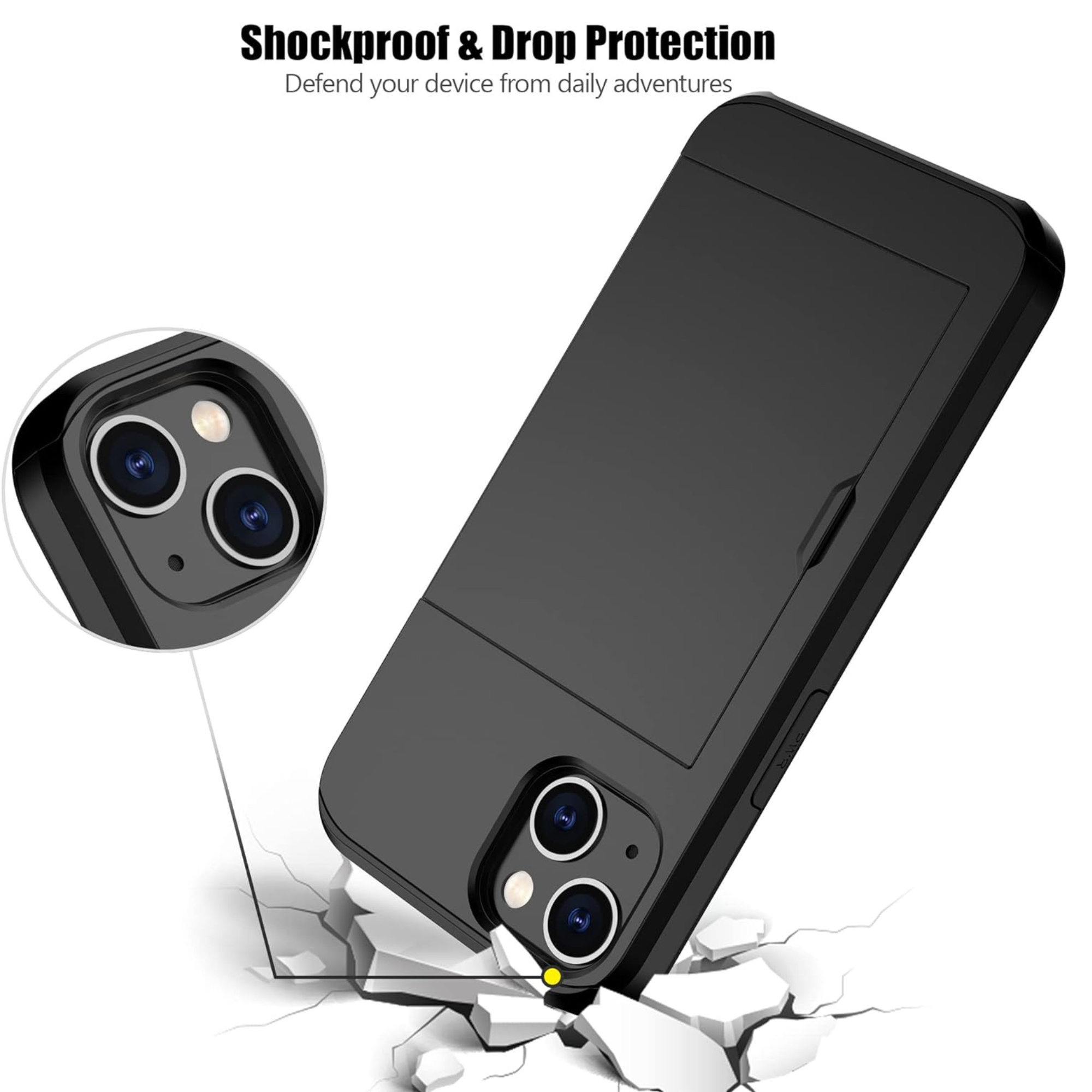 Personalised Monogram Dual Layer Hidden Card Slot Slim Wallet Phone Case | OFCase124