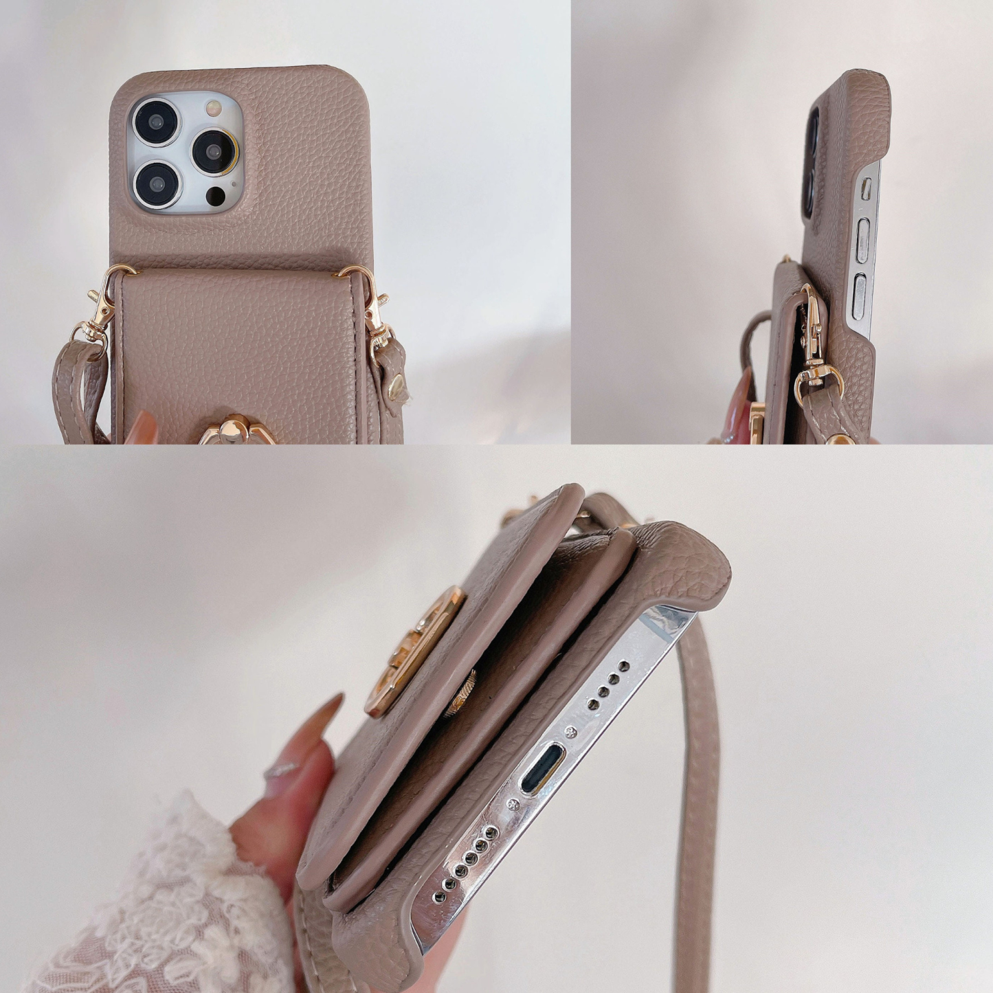 Personalized Leather Crossbody Phone Case with Card Slot | OFCase127