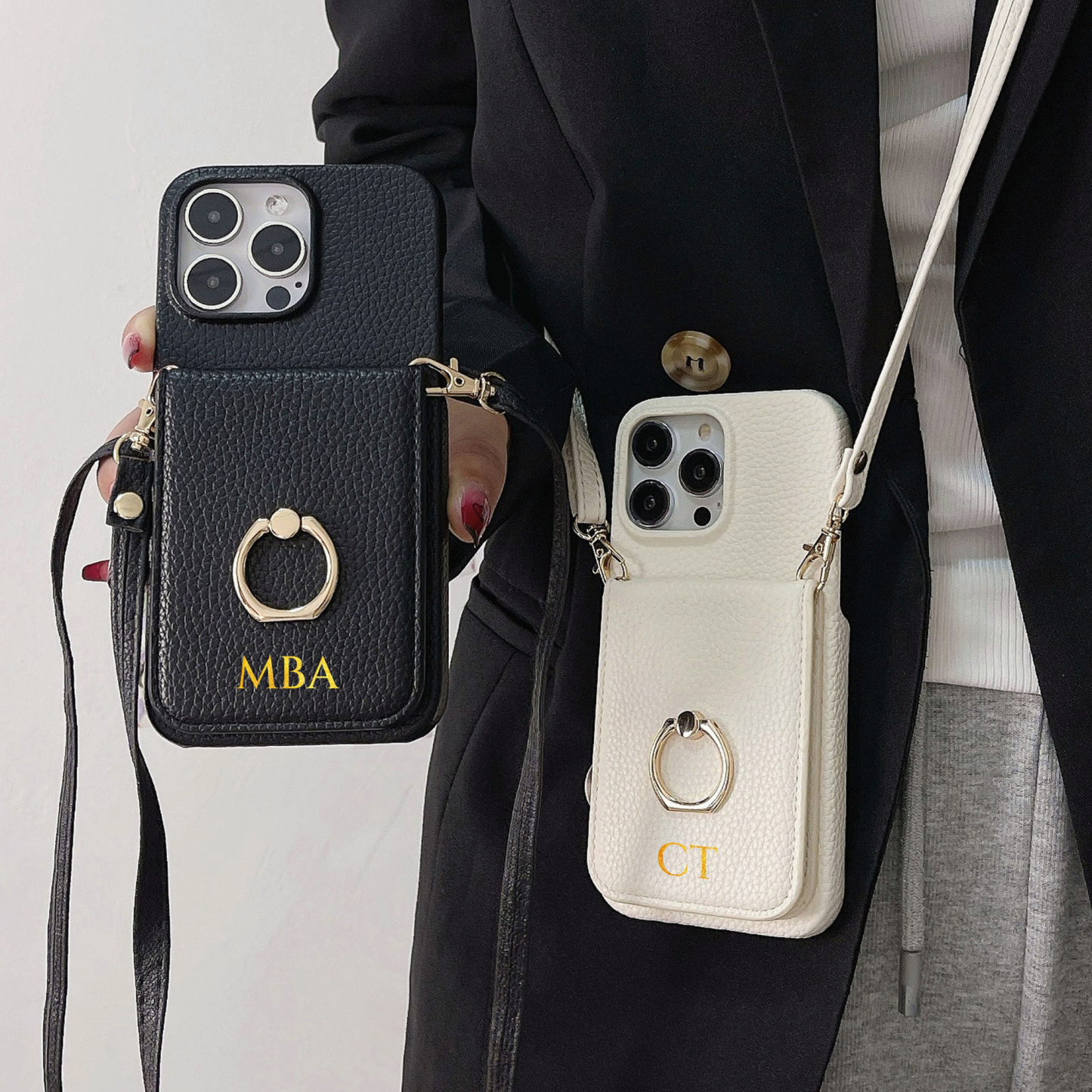 Personalized Leather Crossbody Phone Case with Card Slot | OFCase127