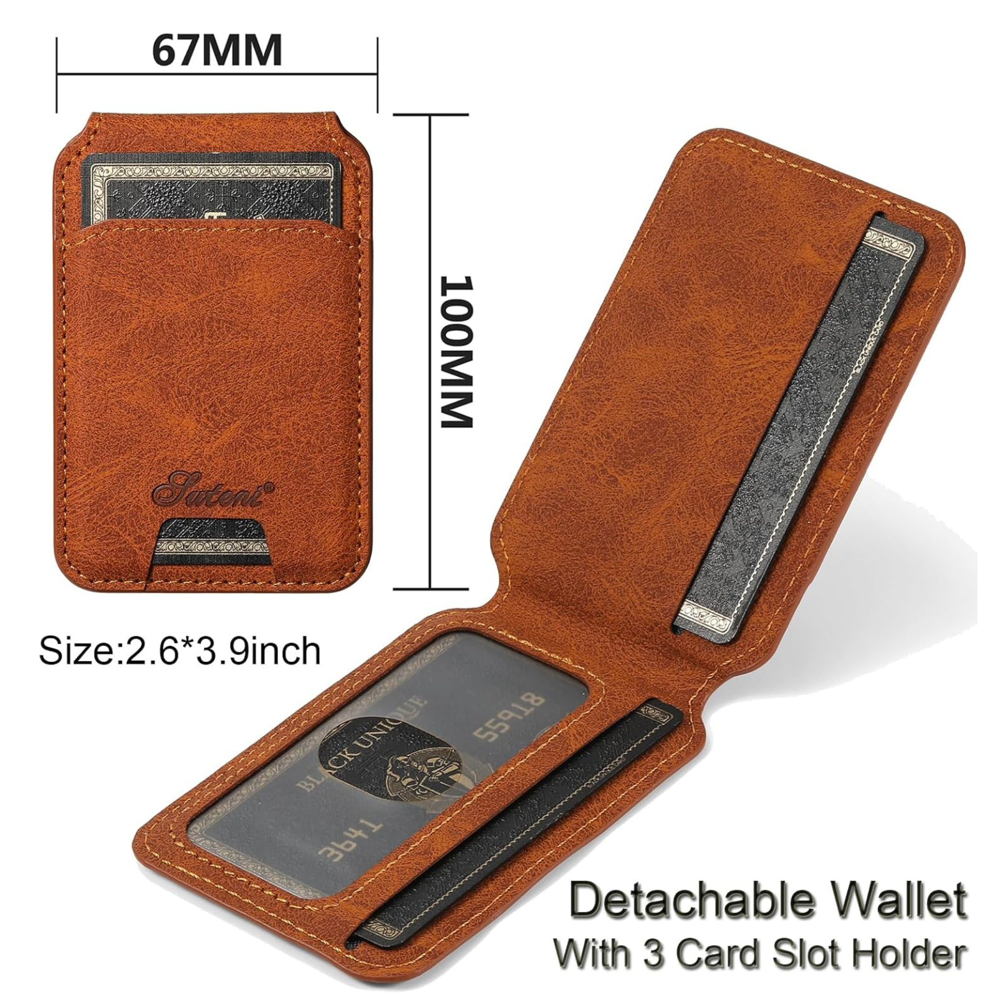 Personalised Monogram Engraving Leather Detachable Wallet Phone Case | OFCase137