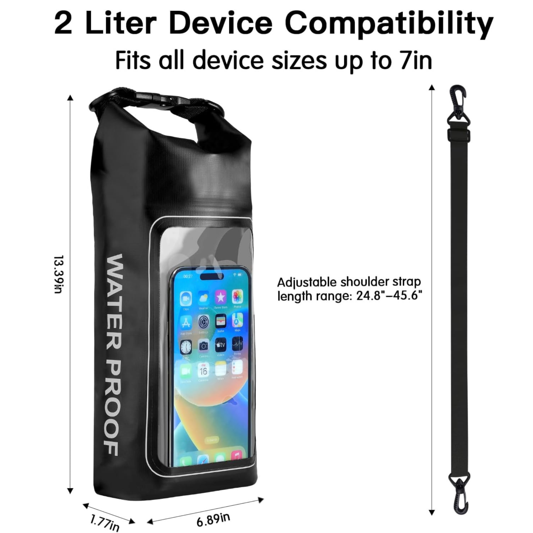 Personalized 2L Waterproof Phone Bag Backpack with Integrated Clear Phone Pouch | OFBag07