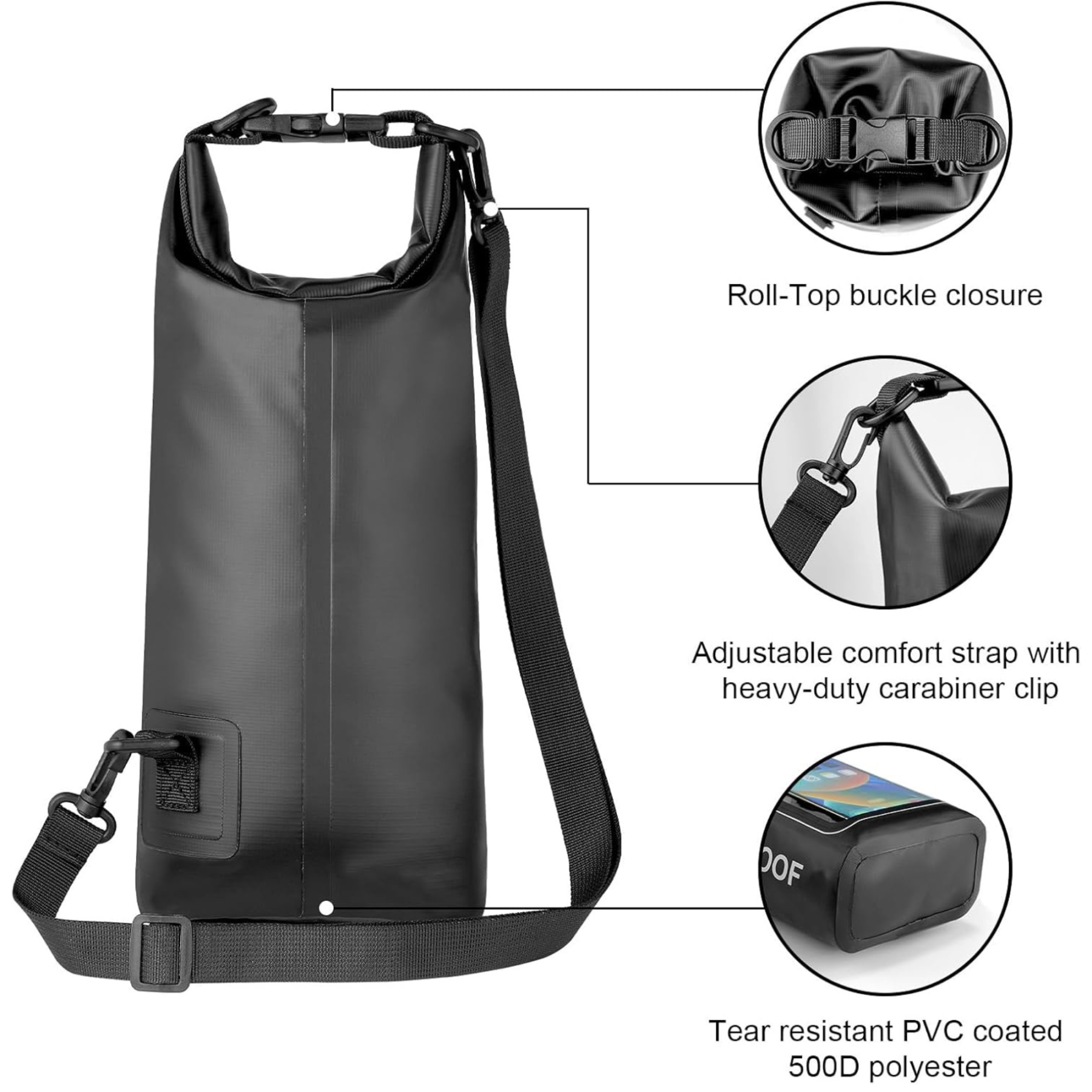Personalized 2L Waterproof Phone Bag Backpack with Integrated Clear Phone Pouch | OFBag07
