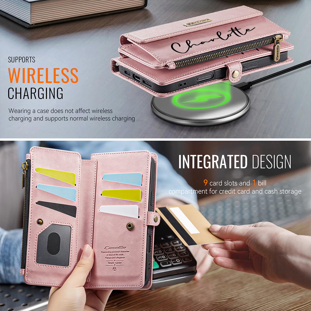 Personalised Monogram Card Holder Zipper Wallet Crossbody Phone Case for iPhone & Samsung | OFCase153