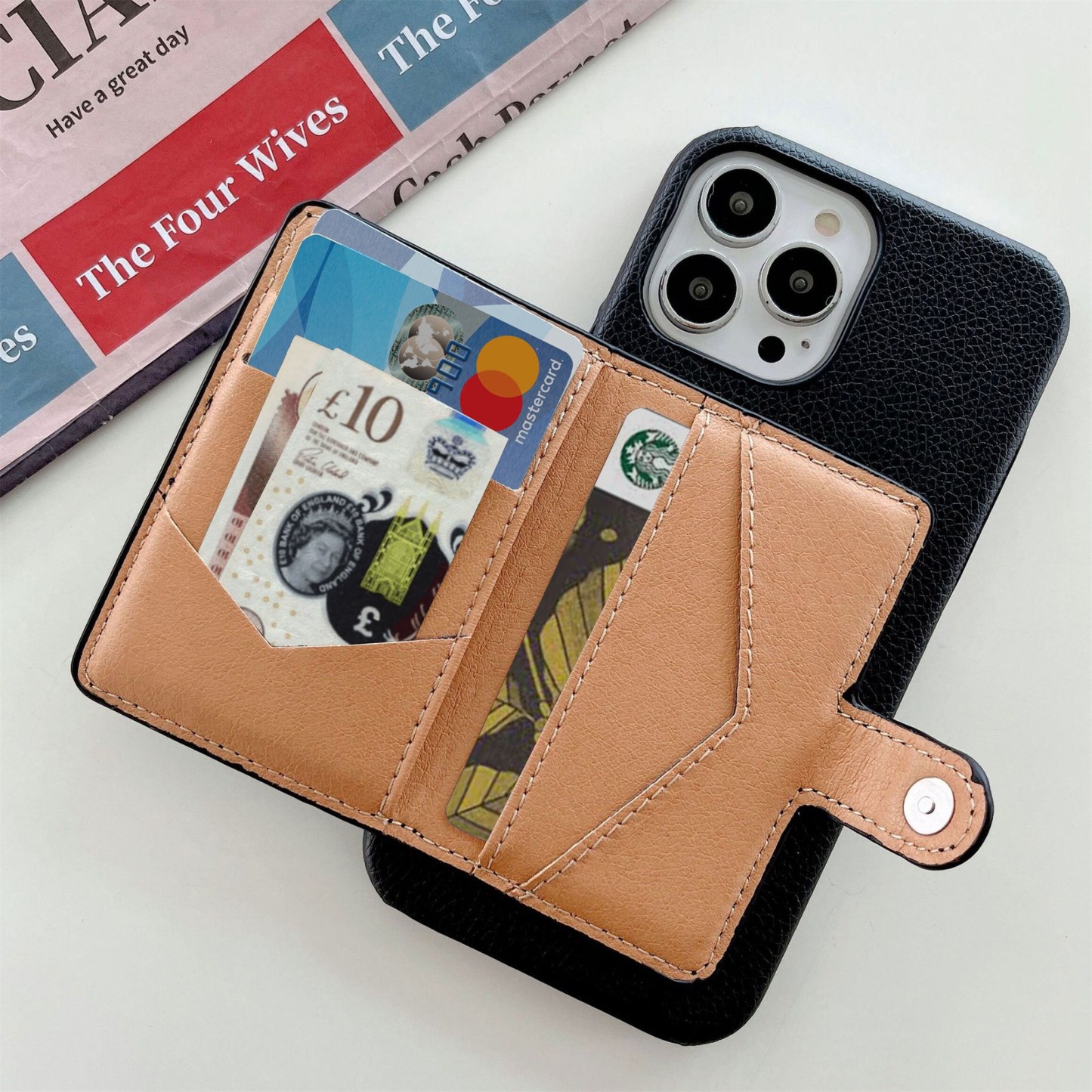 Personalized Monogram Leather Phone Cover Case with Card Pocket | OFCase096