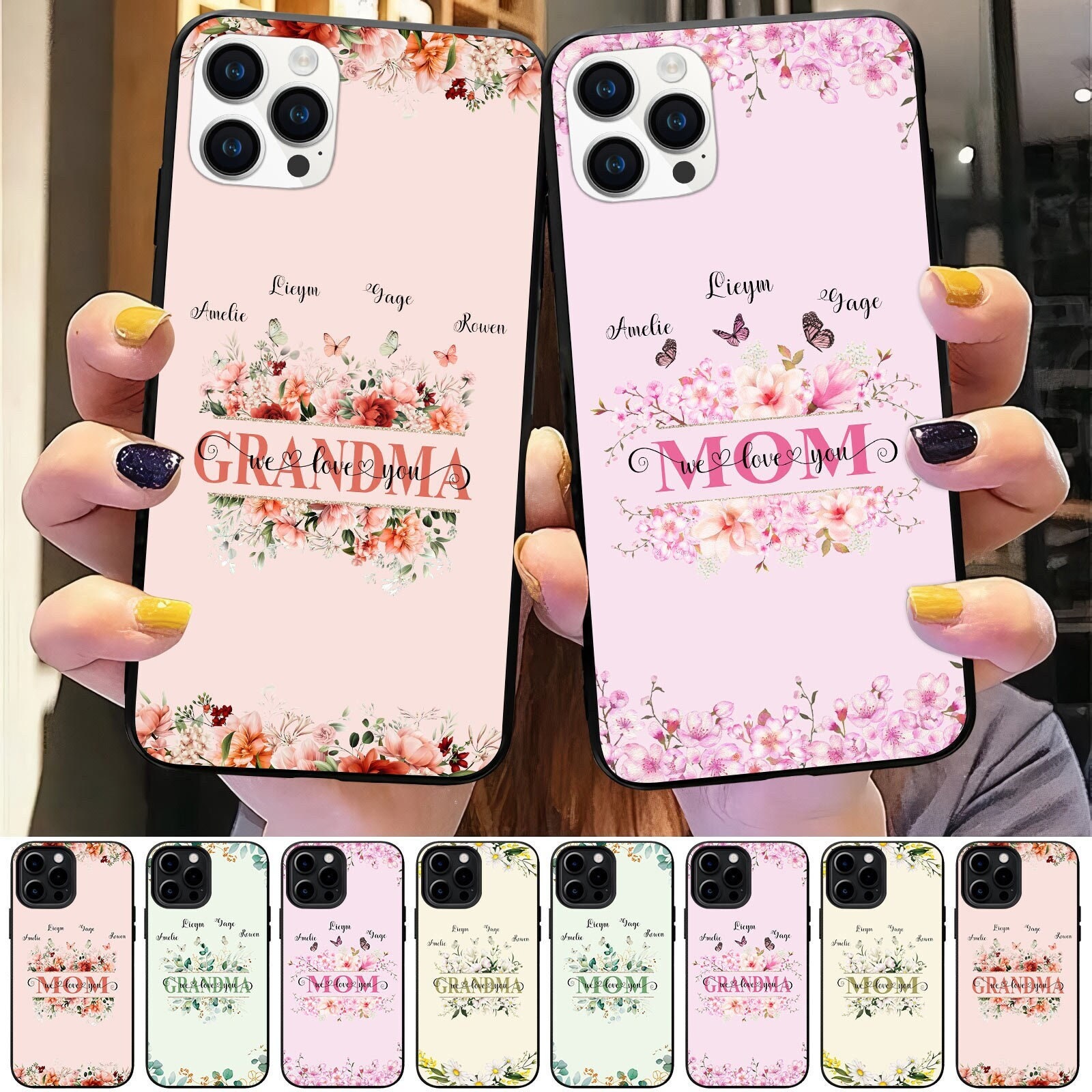 Personalized Grandma, Mom We Love You Floral Phone Case | OFCase106