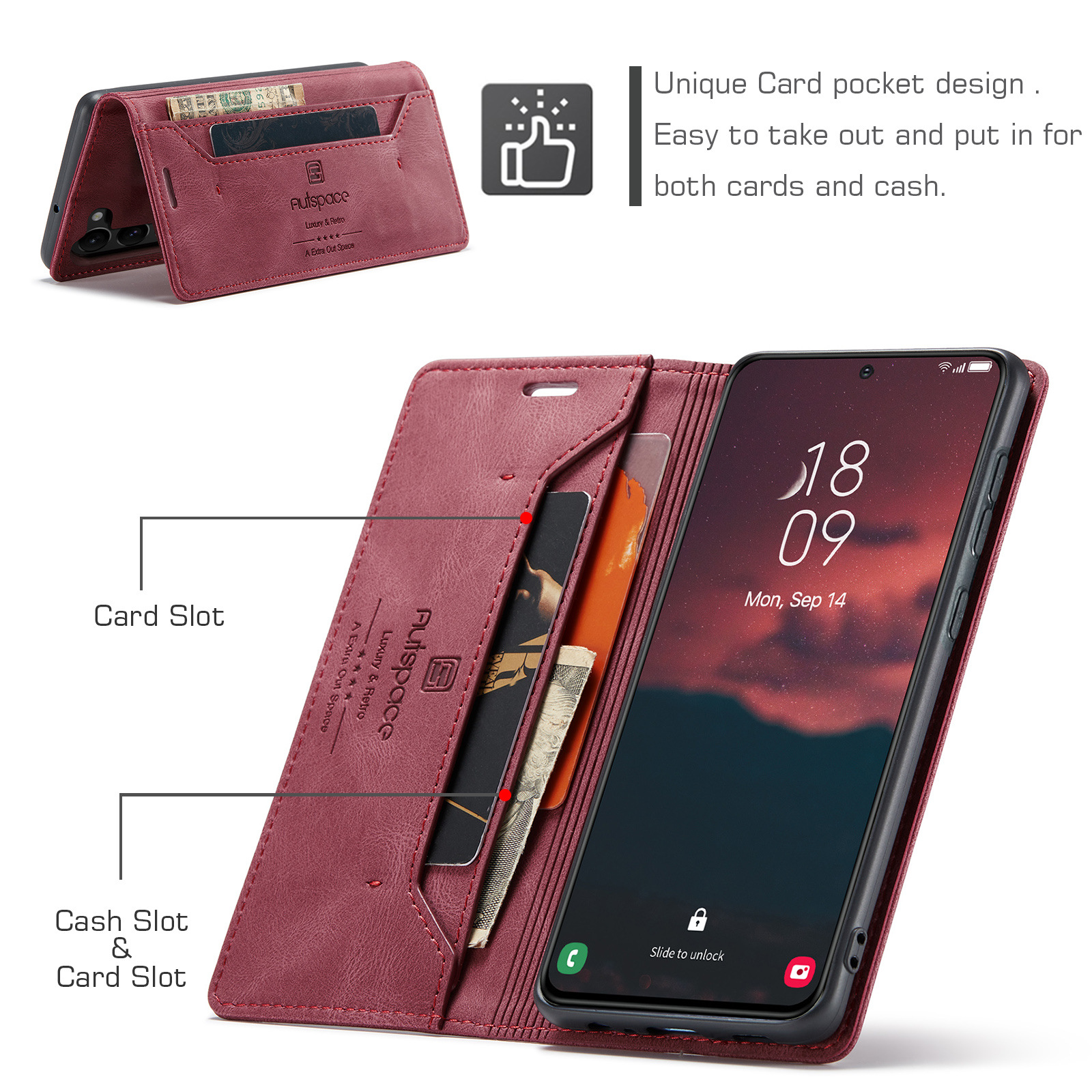 Personalised Monogram Card Holder Magnetic Wallet Phone Case | OFCase119