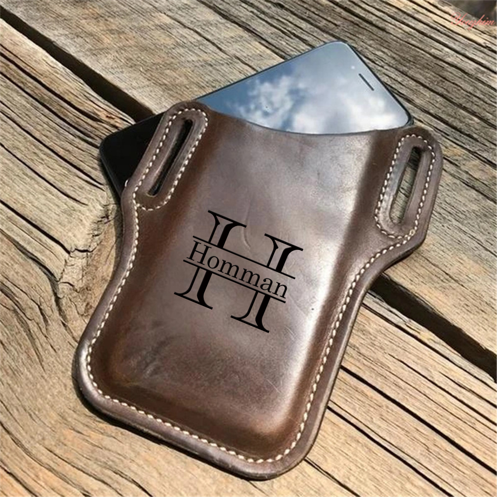 Personalised Leather Phone Holster with Belt Loops | OFCase113