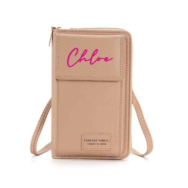 Personalized Crossbody Zip Card Slot Leather Phone Bags | OFBag02
