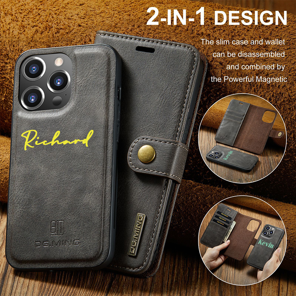 Personalised Monogram Detachable Magnetic Phone Wallet Case | OFCase135