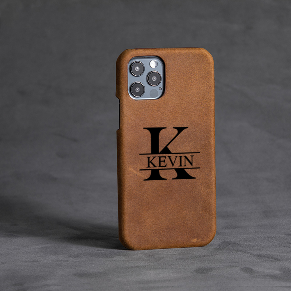 Personalised Monogram Engraved  Genuine Leather Phone Case | OFCase139