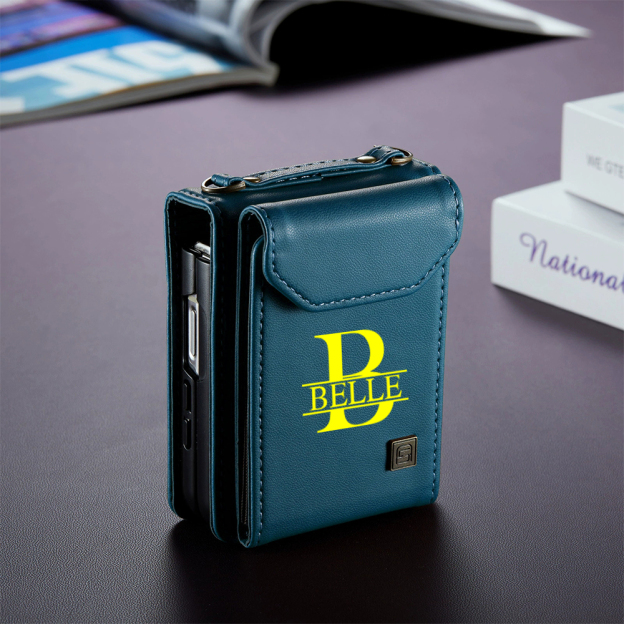 Personalized Monogram Crossbody Samsung Z Flip Phone Case with Card Holder | OFCase149