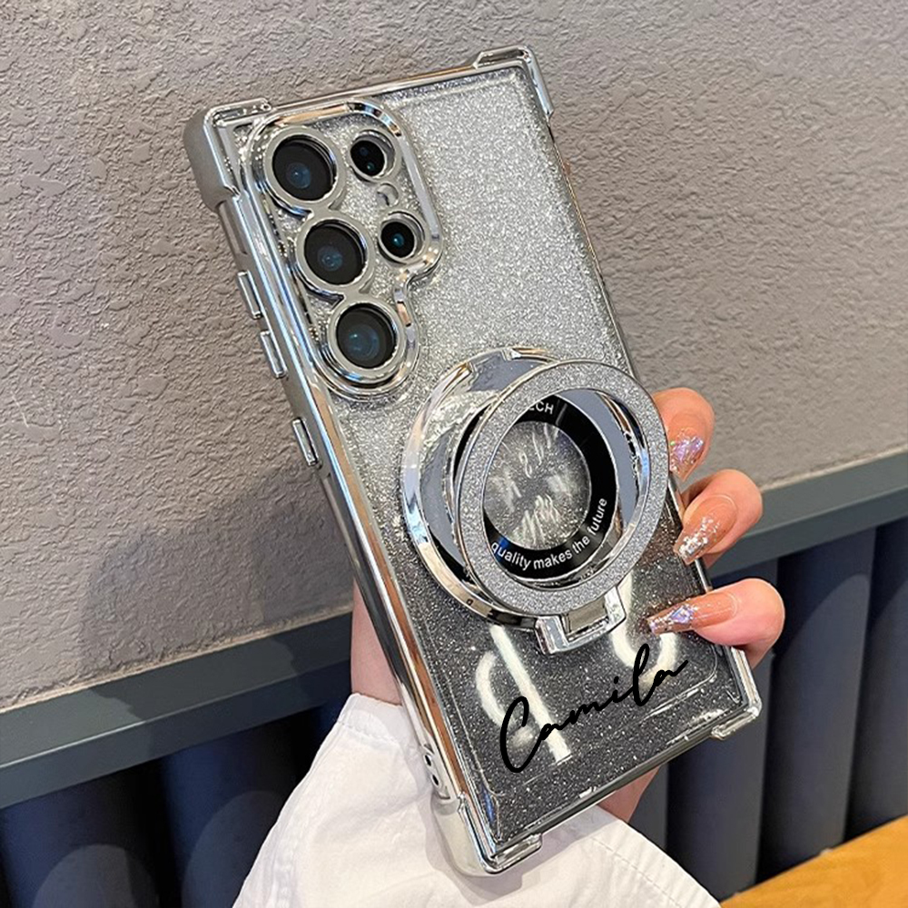 Personalized Magnetic Glitter Bling Phone Case with Stand Holder for iPhone & Samsung | OFCase150