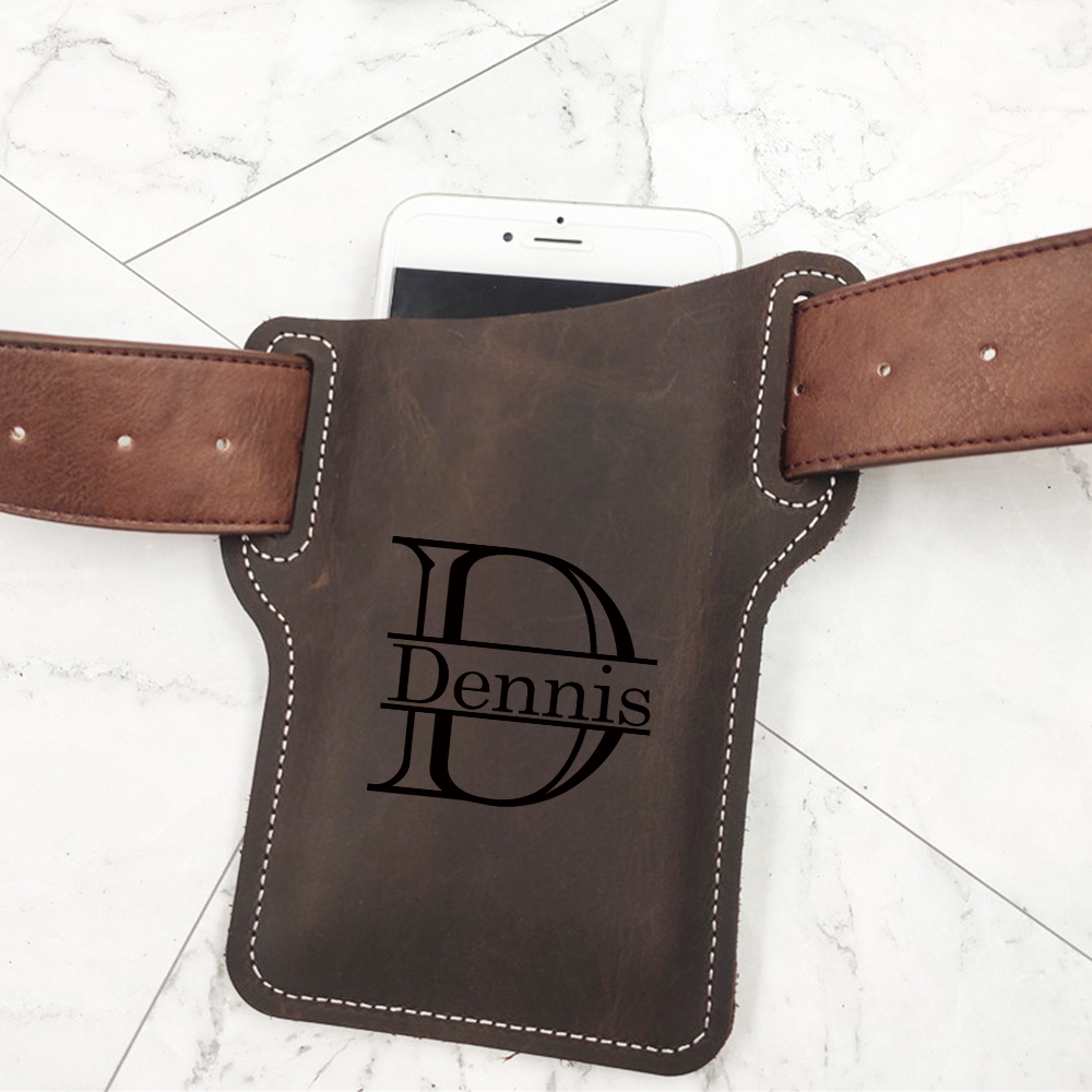 Personalised Leather Phone Holster with Belt Loops | OFCase113