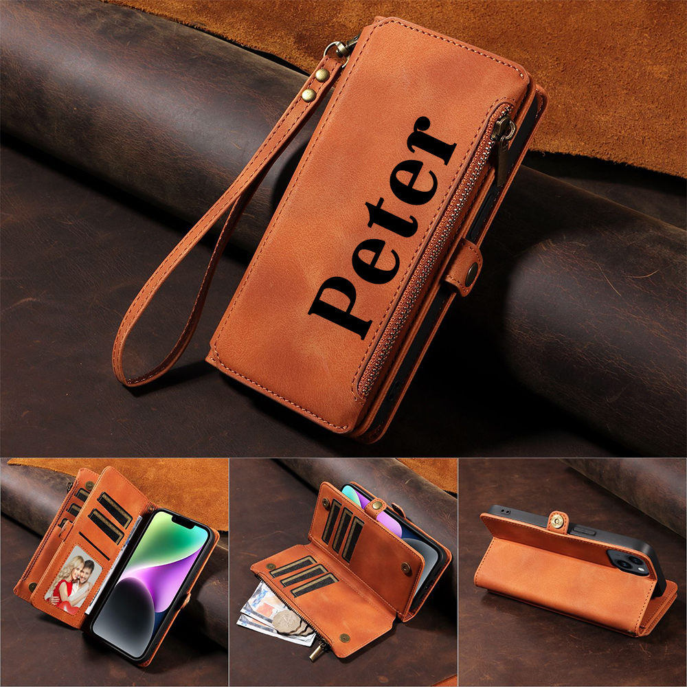 Personalised Monogram Card Holder Zipper Wallet Phone Case | OFCase116