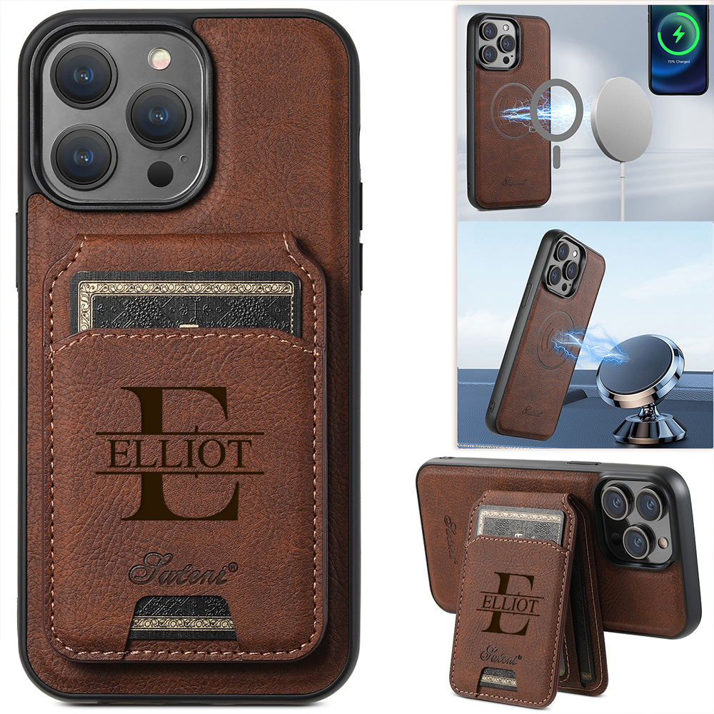 Personalised Monogram Detachable Magnetic Wallet Phone Case | OFCase137