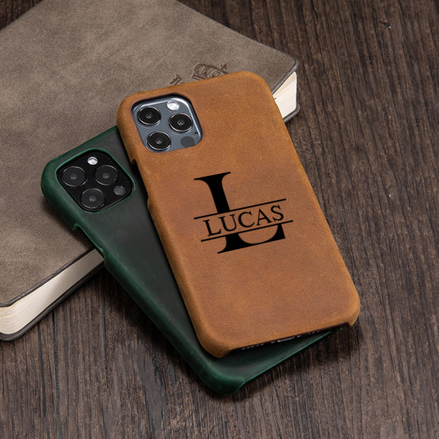 Personalised Monogram Engraved  Genuine Leather Phone Case | OFCase139