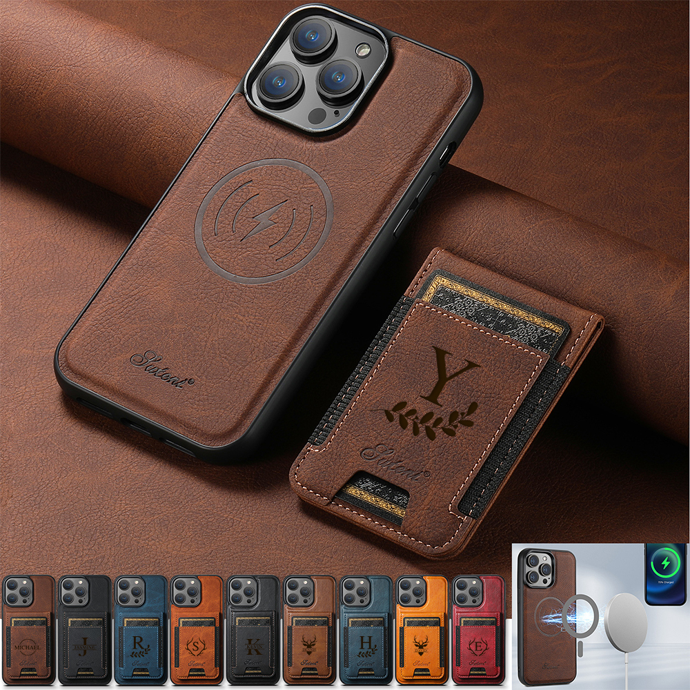 Personalised Monogram Detachable Magnetic Wallet Phone Case | OFCase137