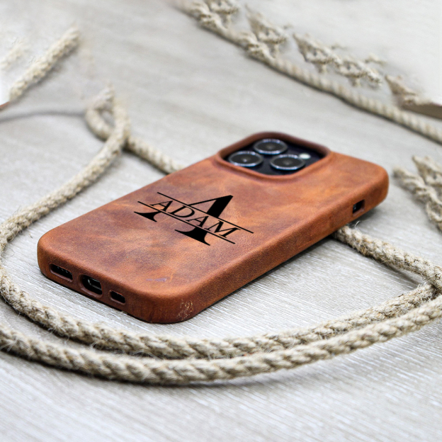 Personalised Monogram Engraved  Genuine Leather Phone Case | OFCase139