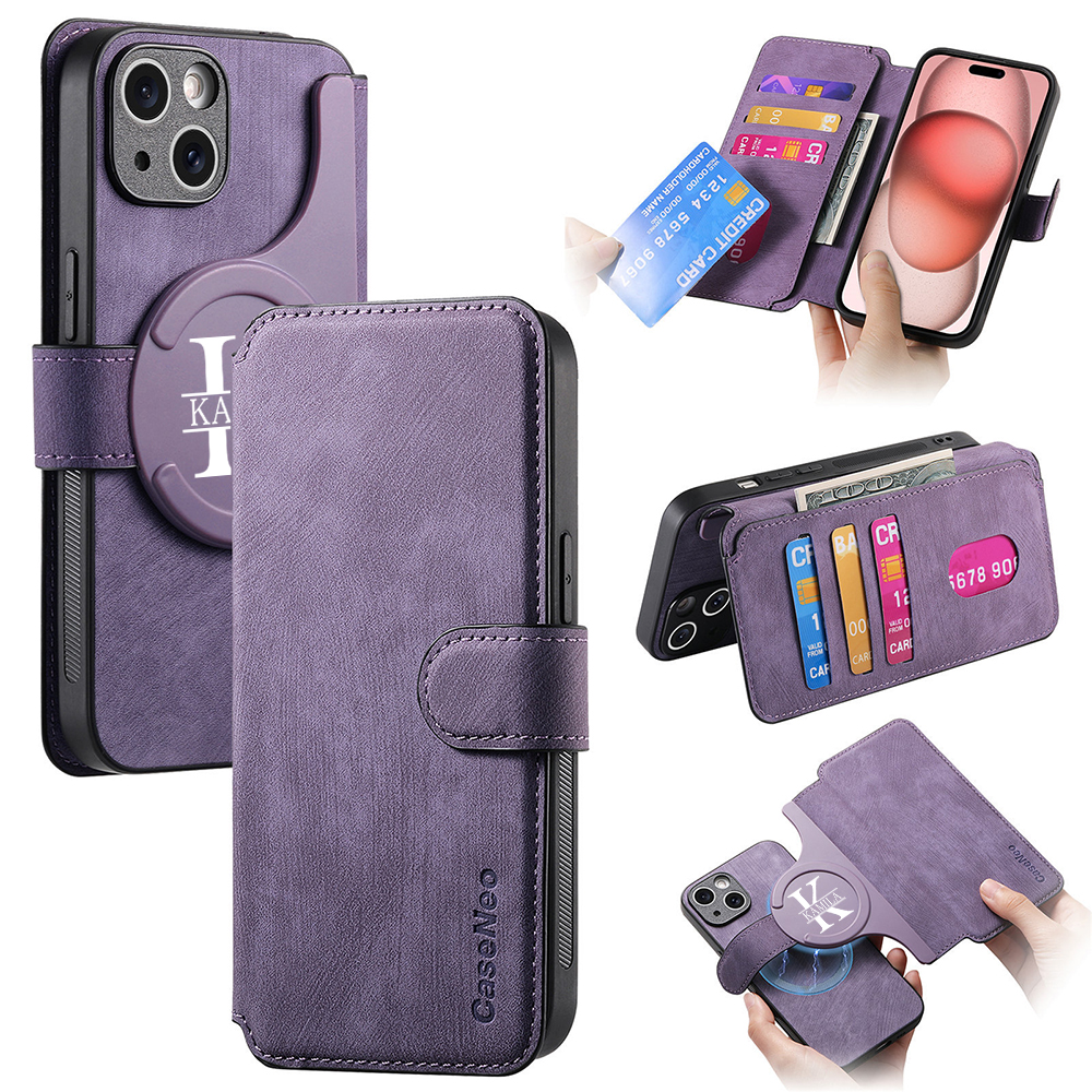 Personalised Monogram Detachable Magnetic Wallet Phone Case | OFCase136