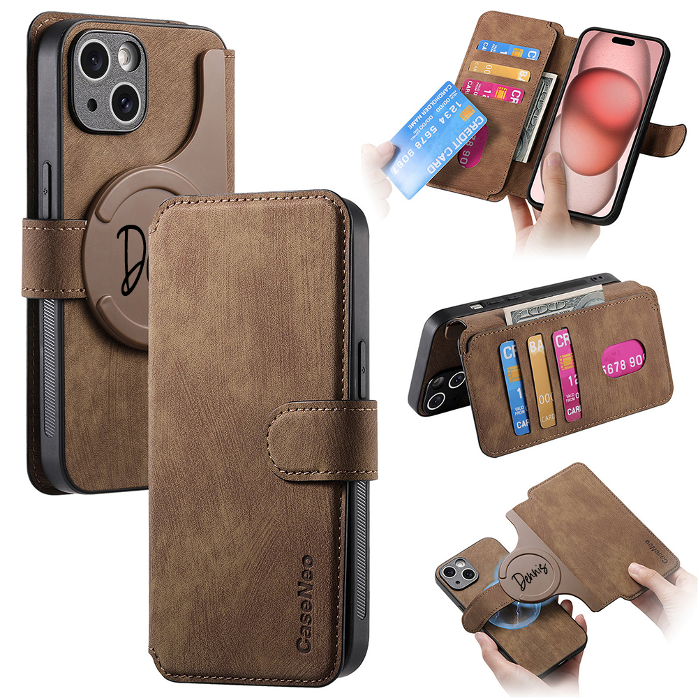 Personalised Monogram Detachable Magnetic Wallet Phone Case | OFCase136