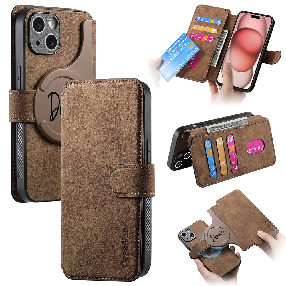 Personalised Monogram Detachable Magnetic Wallet Phone Case | OFCase136