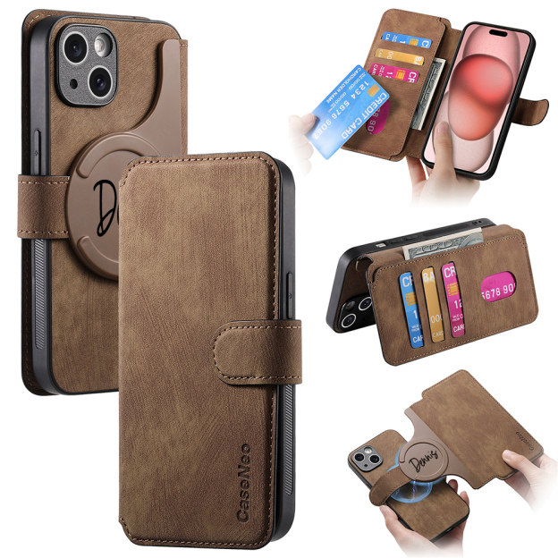 Personalised Monogram Detachable Magnetic Wallet Phone Case | OFCase136