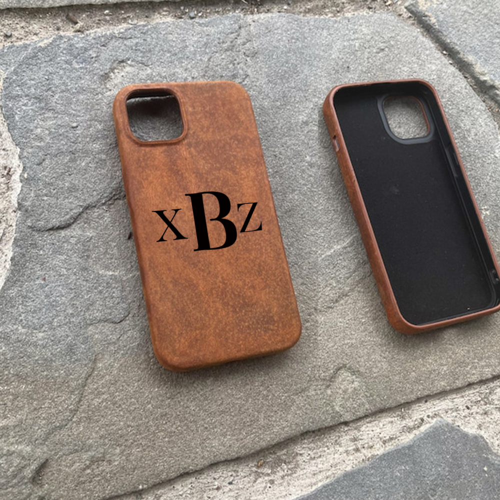 Personalised Monogram Engraved  Genuine Leather Phone Case | OFCase139