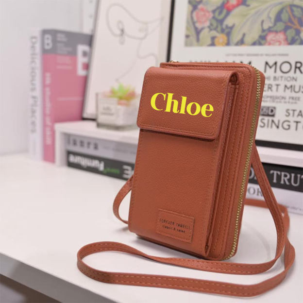 Personalized Crossbody Zip Card Slot Leather Phone Bags | OFBag02