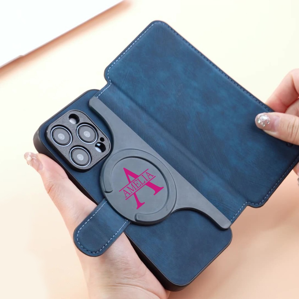 Personalised Monogram Detachable Magnetic Wallet Phone Case | OFCase136