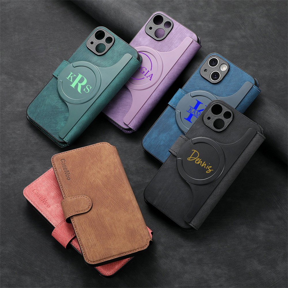 Personalised Monogram Detachable Magnetic Wallet Phone Case | OFCase136