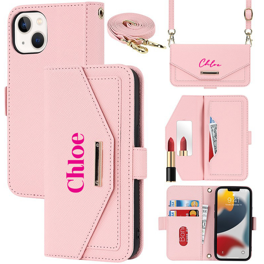 Personalised Monogram Card Holder Wallet Crossbody Phone Case for iPhone & Samsung & Google Pixel | OFCase156