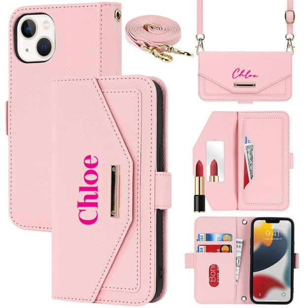 Personalised Monogram Card Holder Wallet Crossbody Phone Case for iPhone & Samsung & Google Pixel | OFCase156