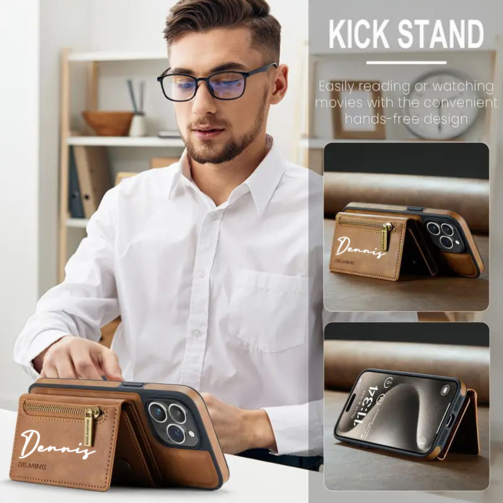 Personalized Leather 2-in-1 Detachable Magnetic Wallet Phone Case | OFCase147