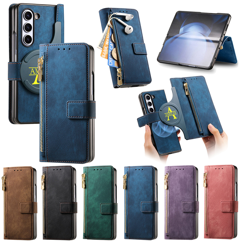 Personalised Monogram Detachable Magnetic Wallet Phone Case | OFCase136