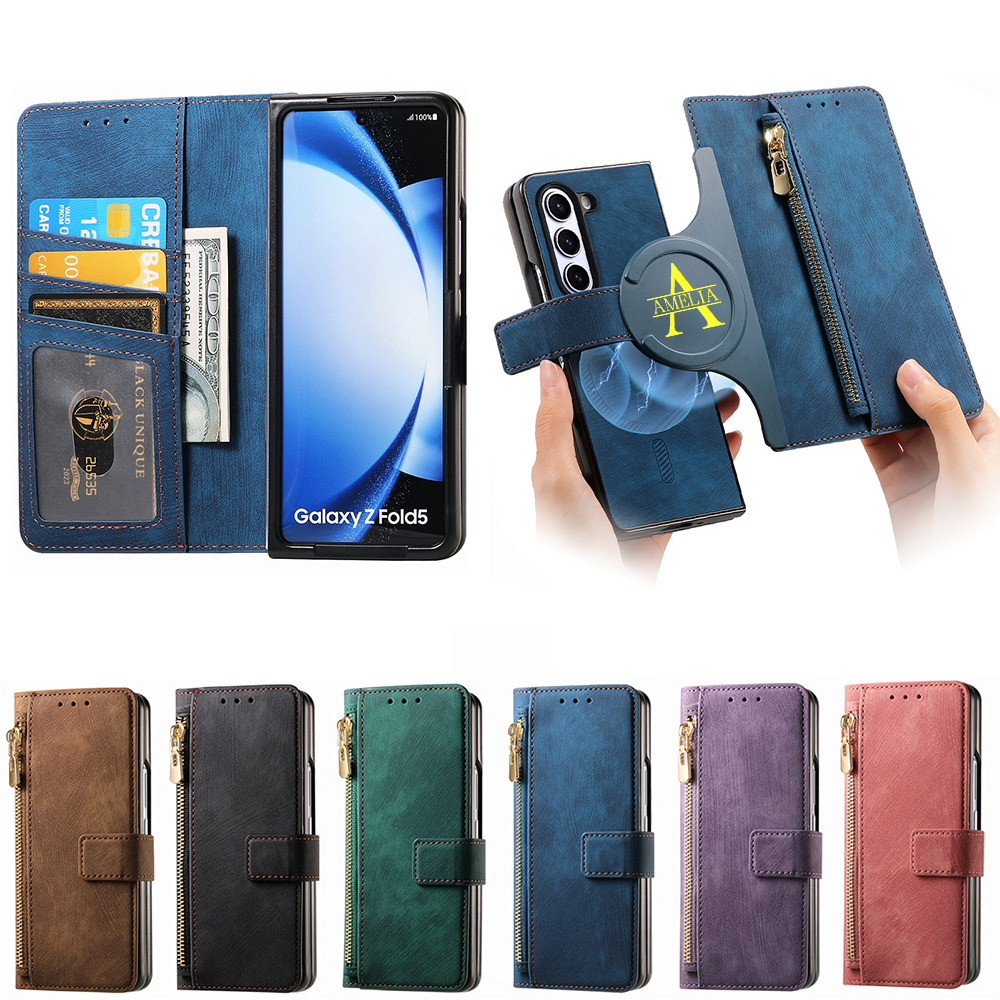 Personalised Monogram Detachable Magnetic Wallet Phone Case | OFCase136