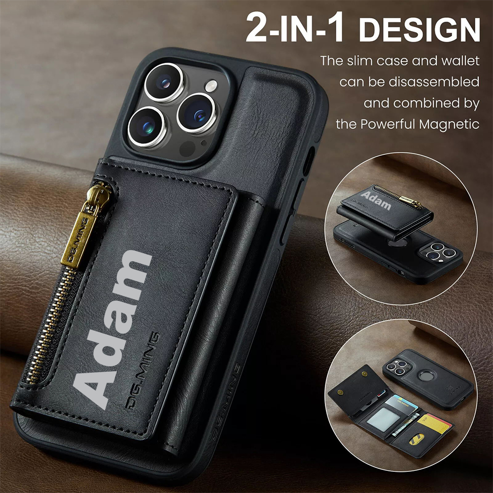 Personalized Leather 2-in-1 Detachable Magnetic Wallet Phone Case | OFCase147