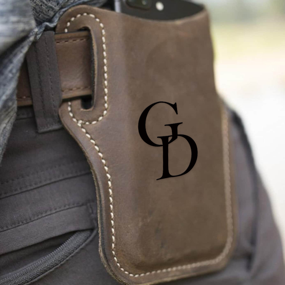 Personalised Leather Phone Holster with Belt Loops | OFCase113