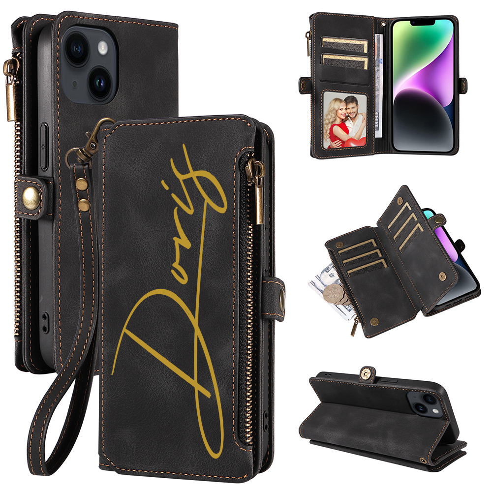 Personalised Monogram Card Holder Zipper Wallet Phone Case | OFCase116