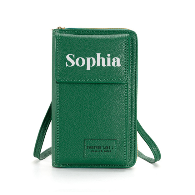 Personalized Crossbody Zip Card Slot Leather Phone Bags | OFBag02
