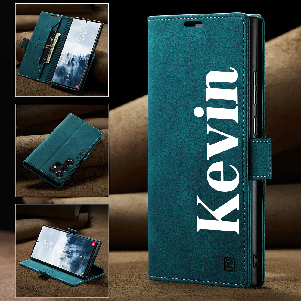 Personalised Monogram Card Holder Magnetic Wallet Phone Case | OFCase119