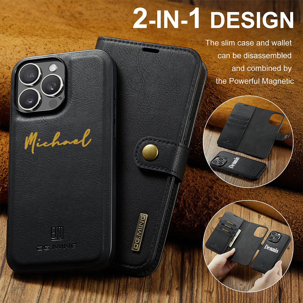 Personalised Monogram Detachable Magnetic Phone Wallet Case | OFCase13