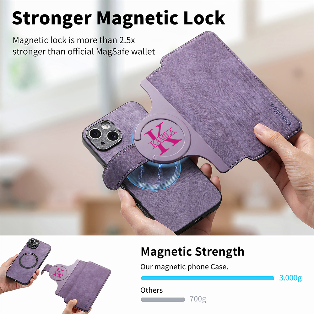 Personalised Monogram Detachable Magnetic Wallet Phone Case | OFCase136