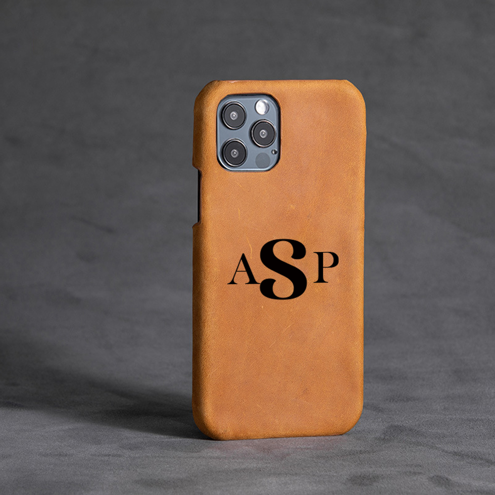 Personalised Monogram Engraved  Genuine Leather Phone Case | OFCase139