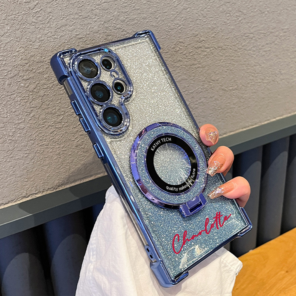 Personalized Magnetic Glitter Bling Phone Case with Stand Holder for iPhone & Samsung | OFCase150