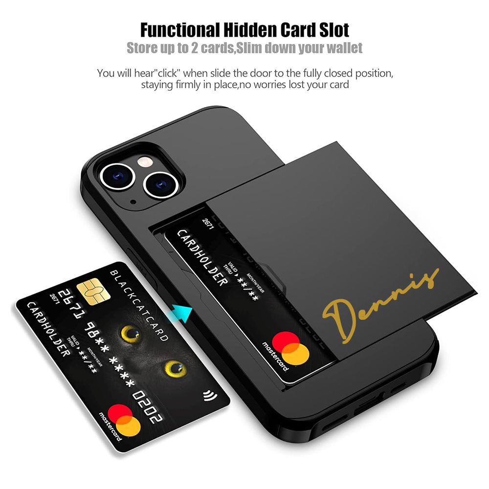Personalised Monogram Dual Layer Hidden Card Slot Slim Wallet Phone Case | OFCase124