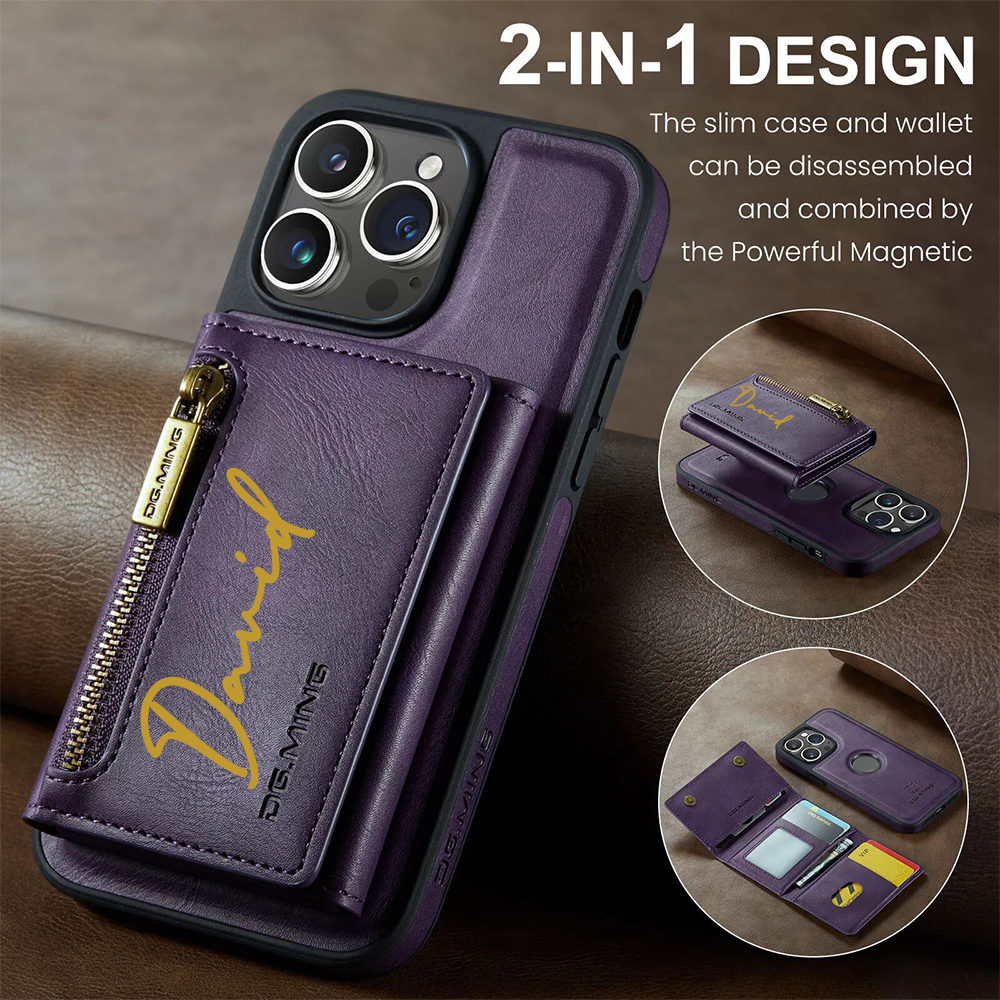 Personalized Leather 2-in-1 Detachable Magnetic Wallet Phone Case | OFCase147