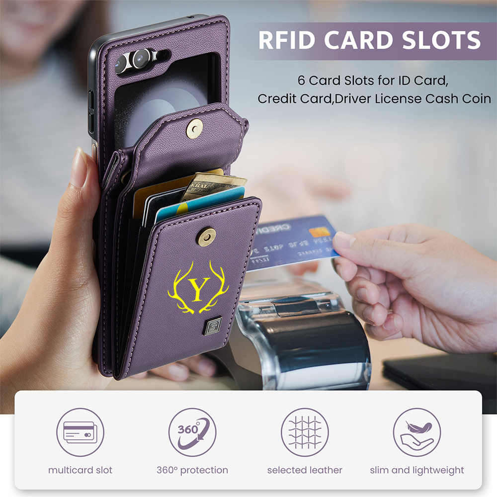 Personalized Monogram Crossbody Samsung Z Flip Phone Case with Card Holder | OFCase149