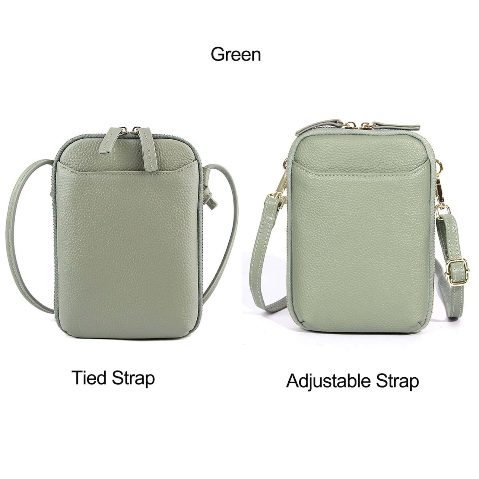 Personalized Adjustable Strap Zip Card Slot Leather Phone Bags | OFBag01