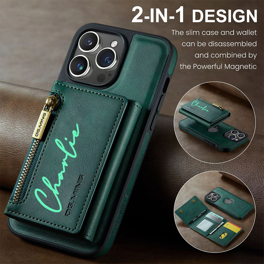 Personalized Leather 2-in-1 Detachable Magnetic Wallet Phone Case | OFCase147
